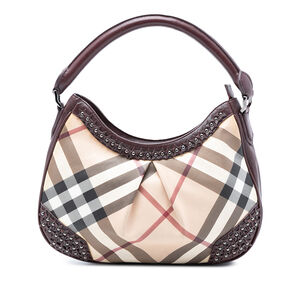 Pre-Loved Burberry Supernova Check Coated Canvas Star Studded Hernville Hobo